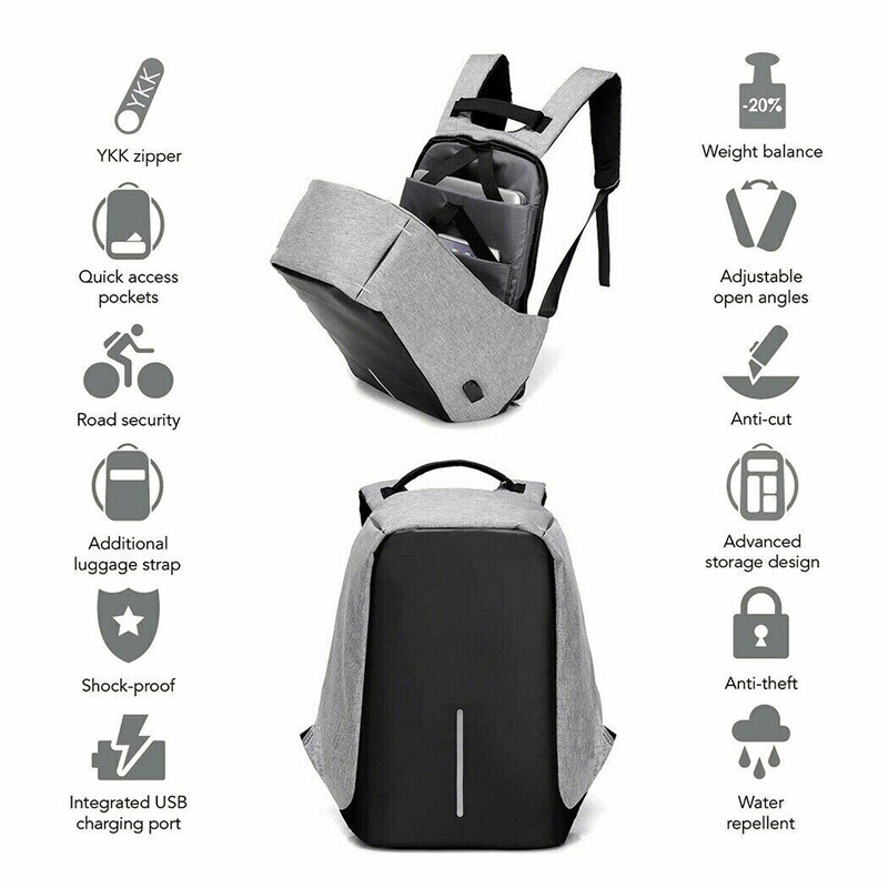 Anti-theft Unisex Backpack With USB Charging Port