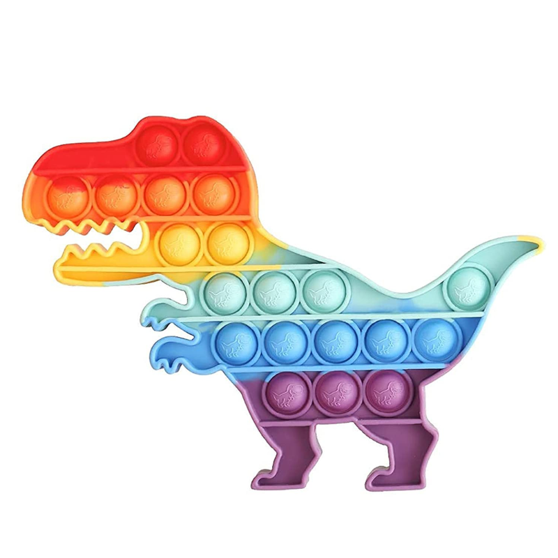 Dinosaur shaped rainbow stress relief pop-it