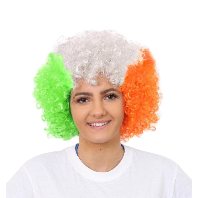 Irish Flag Green, White and Orange Wig