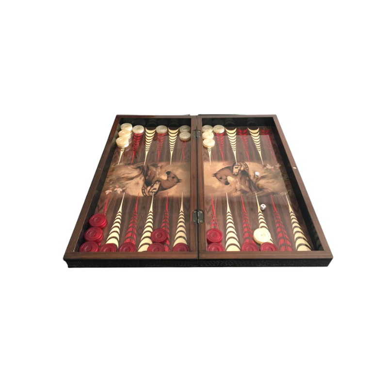 Wooden Backgammon Horse Design
