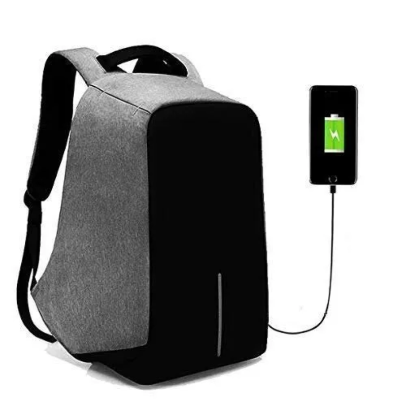Anti-theft Unisex Backpack With USB Charging Port (Grey)