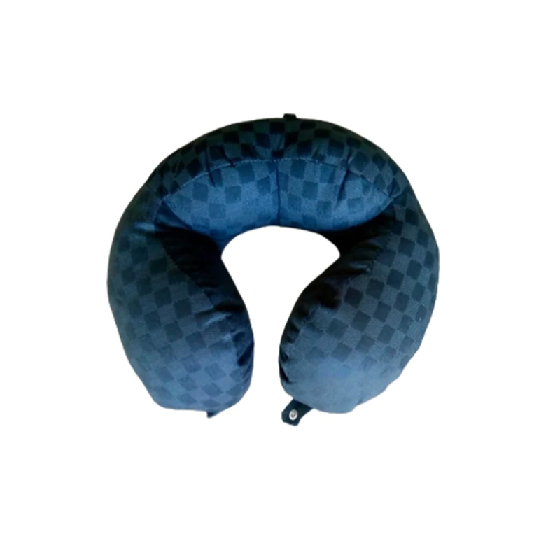Soft microfiber travel Neck pillow with square design (Blue)