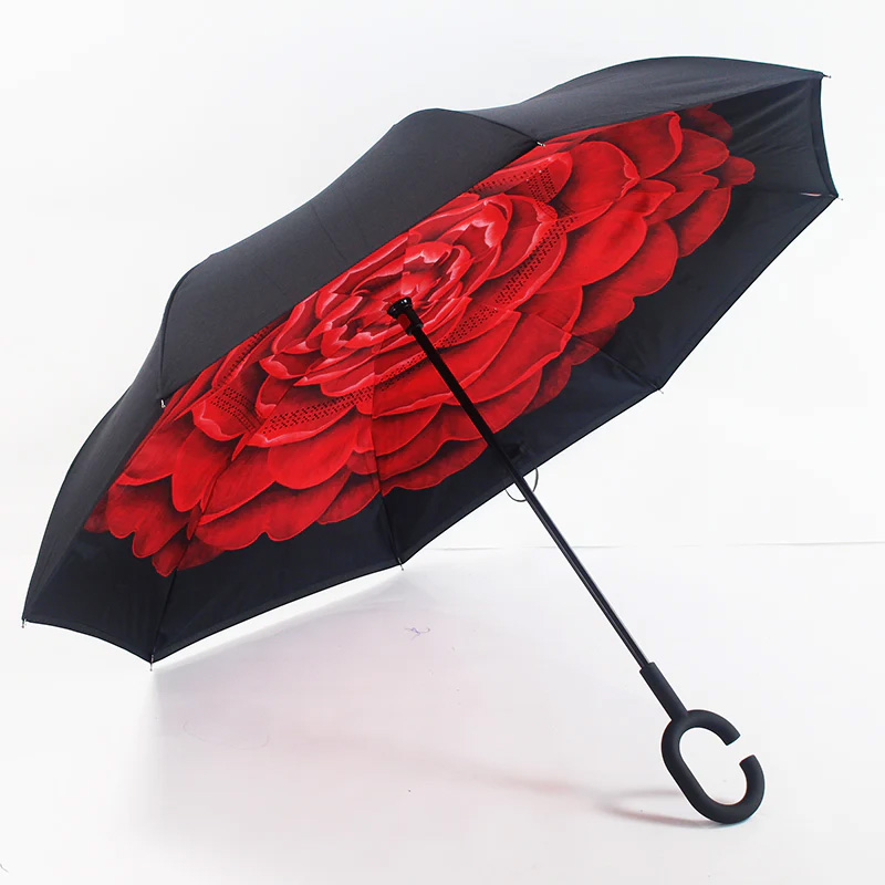 Inverted Umbrella (Flower Pattern) (Purple)