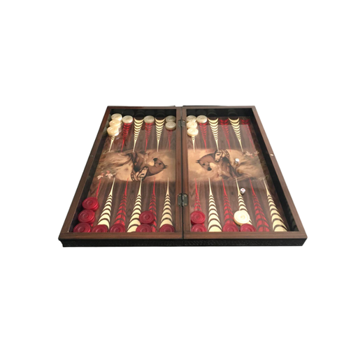 Wooden Backgammon Horse Design