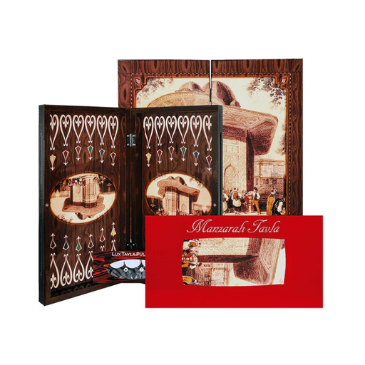 FANTASTIC WOODEN BACKGAMMON SET IN THE COUNTRY DETAILS