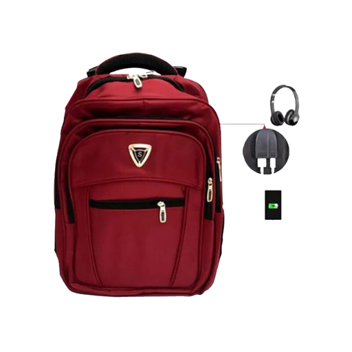 Laptop Backpack With USB Charging Port and Headset interface - Red